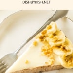 A slice of banana cake on a plate.