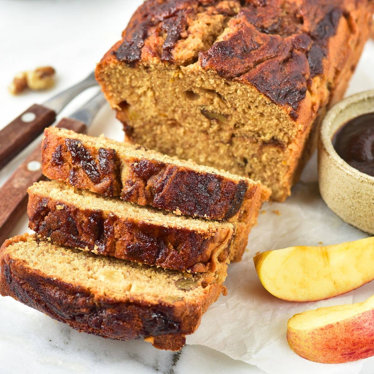 Sliced loaf of apple butter bread