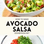 Collage of images of avocado salsa