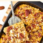 Top down view of pumpkin oatmeal bake