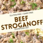 Collage of images of beef stroganoff