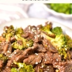 GF broccoli beef on a plate.
