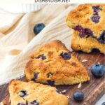 Almond flour scones on wooden board.