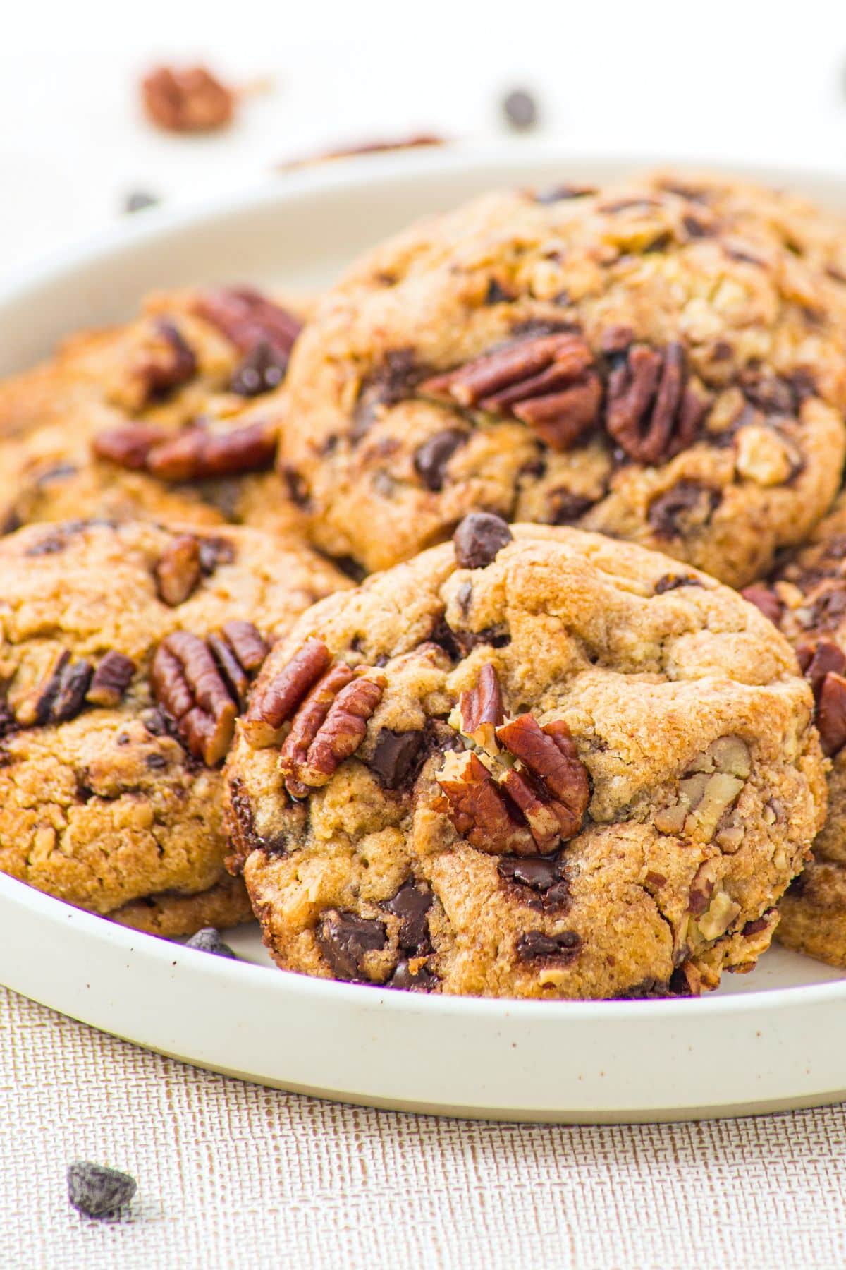 A plate of pecan and chocolate chip cookies