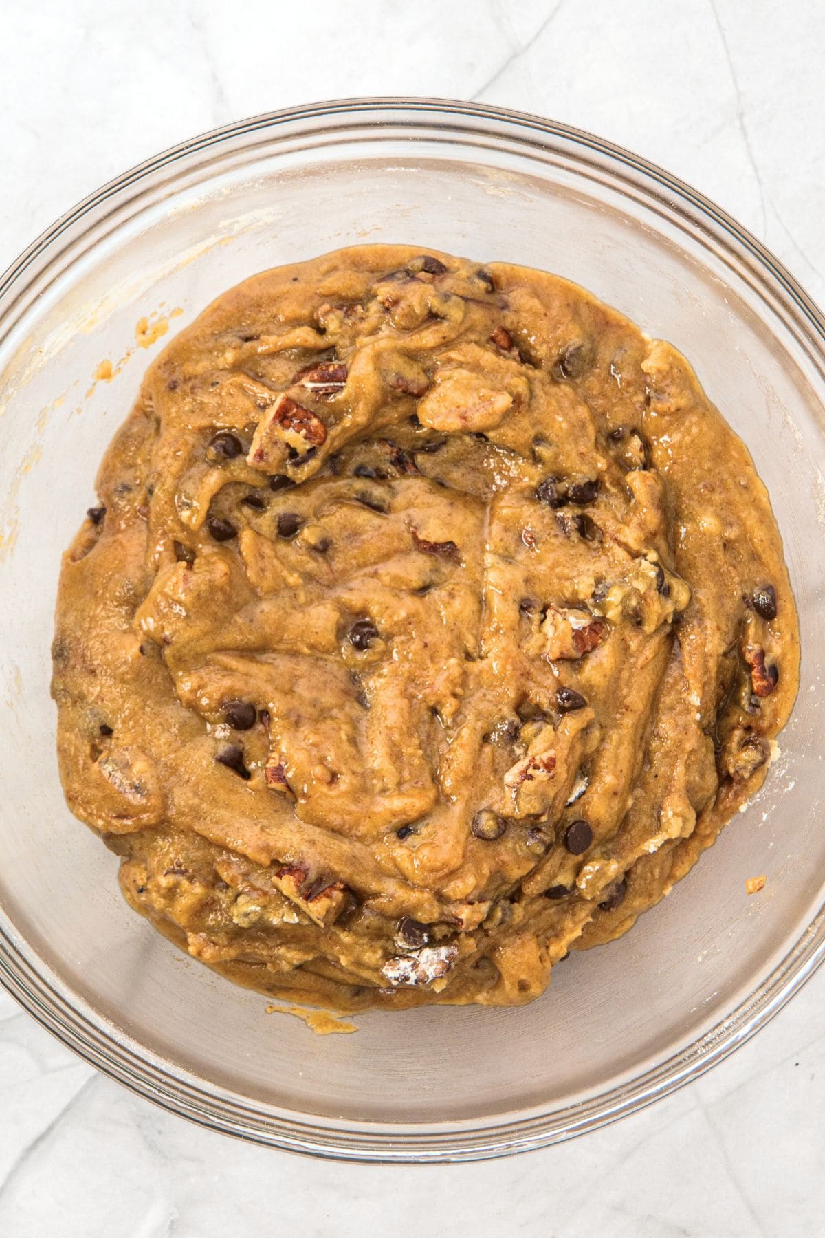 Cookie dough with chocolate chips and pecans