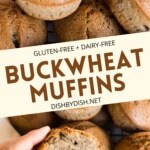 Collage of pictures of buckwheat muffins.