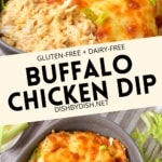 Collage of images of buffalo dip.