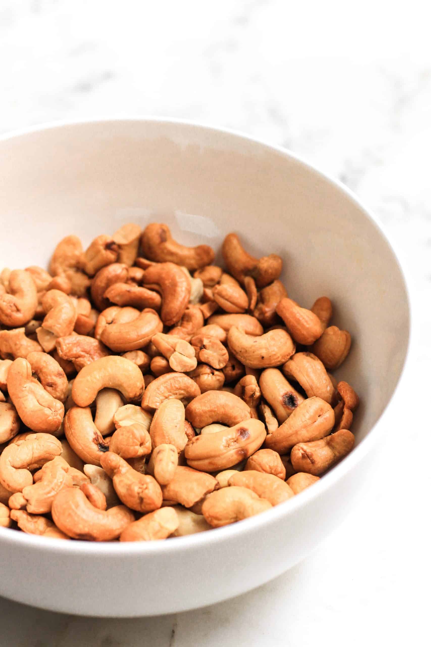 A big bowl of roasted cashew nuts.