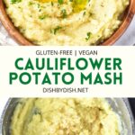 Collage of images of potato and cauliflower mash