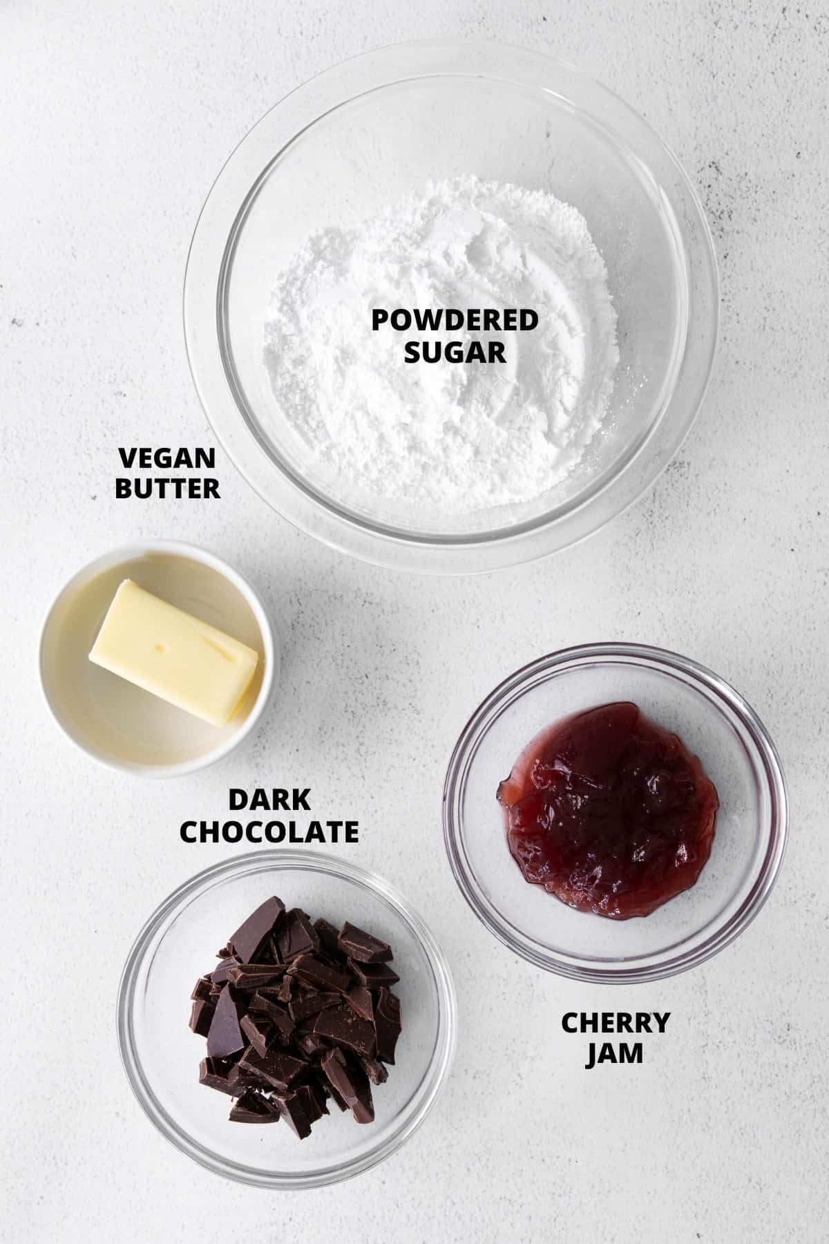 Ingredients for macaron filling laid out on board.