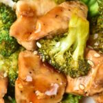 Up close view of sautéed broccoli chicken