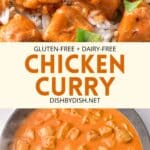 Collage of images of gluten-free chicken curry.