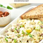 Up close view of chicken and pineapple salad.