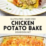 Collage of images of chicken potato casserole