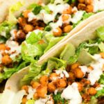 Chickpea and salad filled tacos