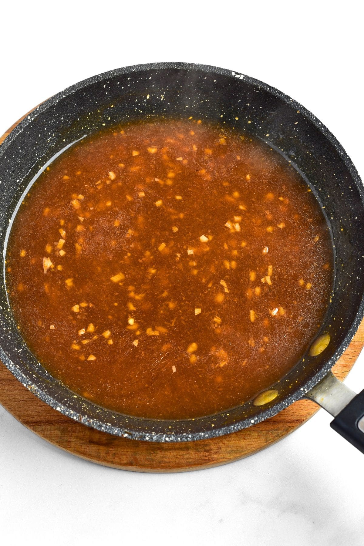 Brown sauce in skillet
