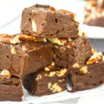 A plate full of chocolate pecan fudge