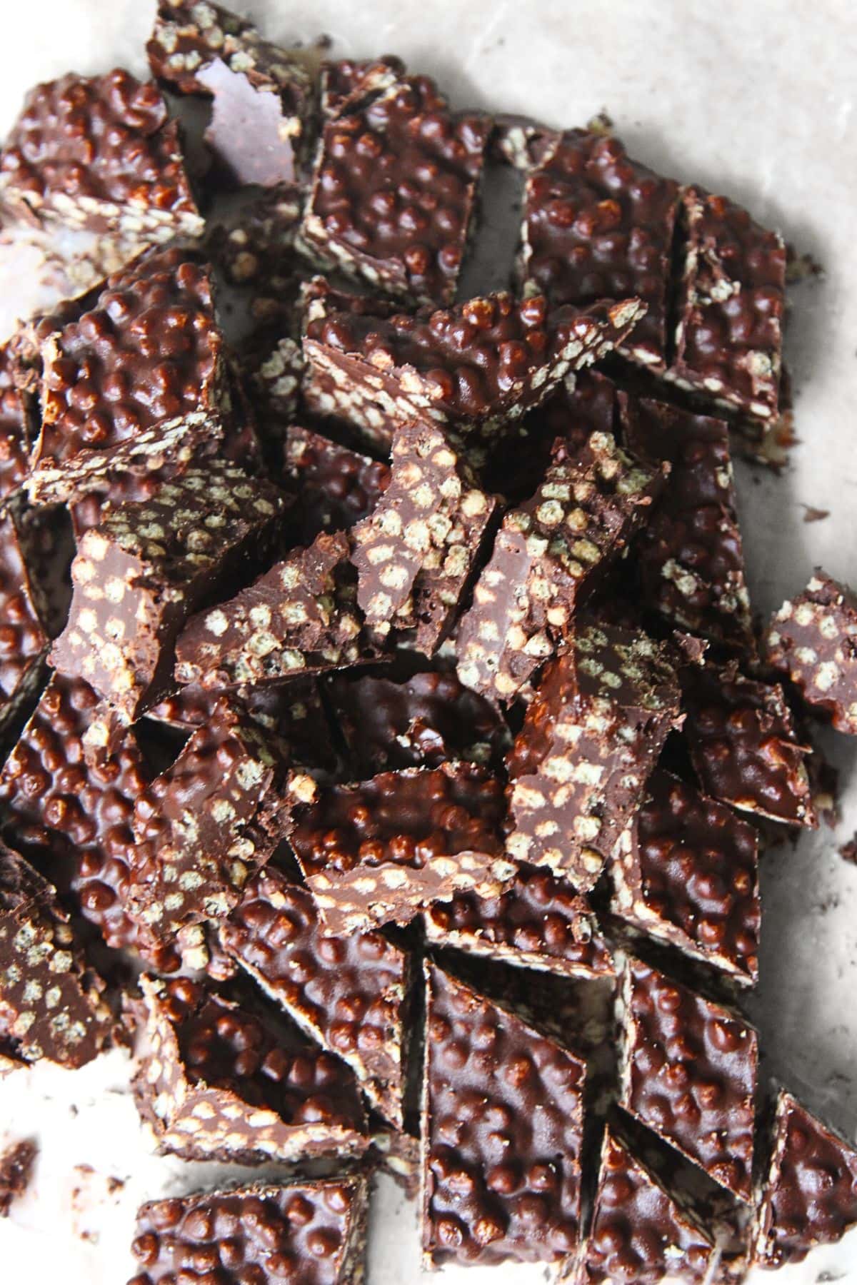 Top down view of chocolate quinoa crunch bites