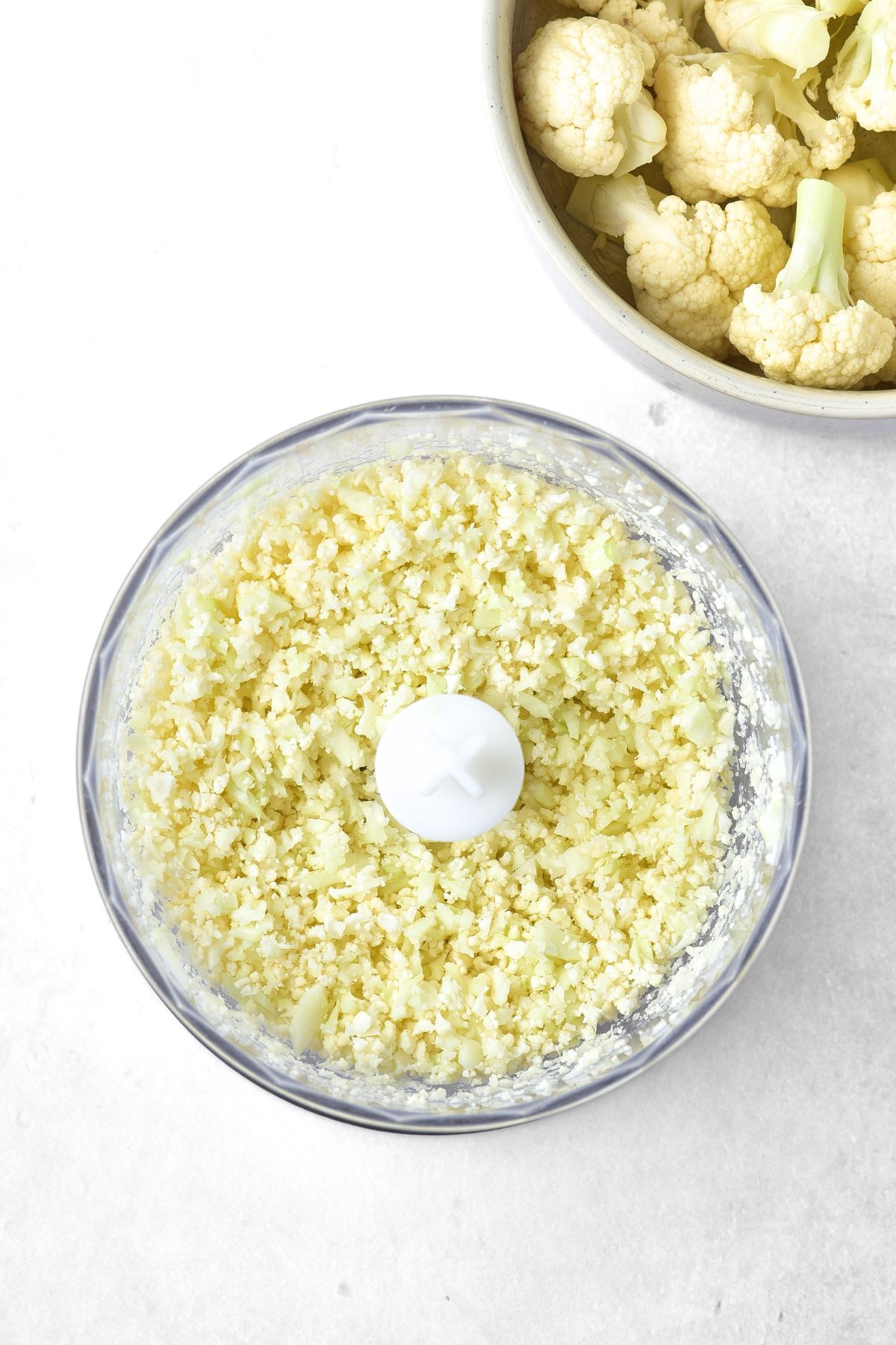 Processed cauliflower in food processor