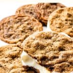 Half-eaten ice cream sandwich