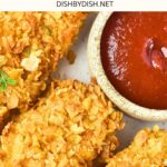 Gluten-free cornflake chicken strips with ketchup