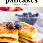Half-eaten stack of pancakes made with cottage cheese