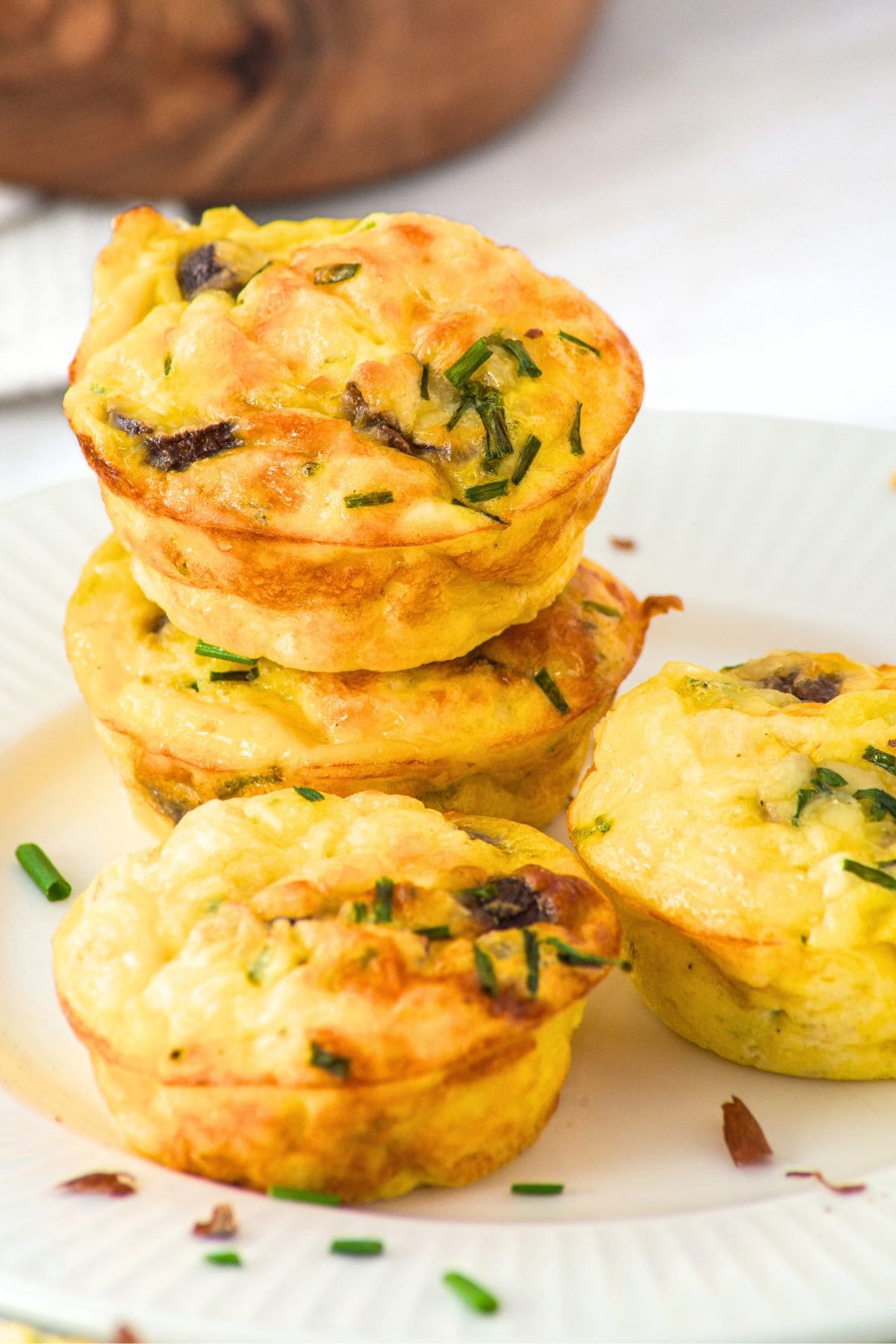 A stack of cottage cheese egg muffins on plate