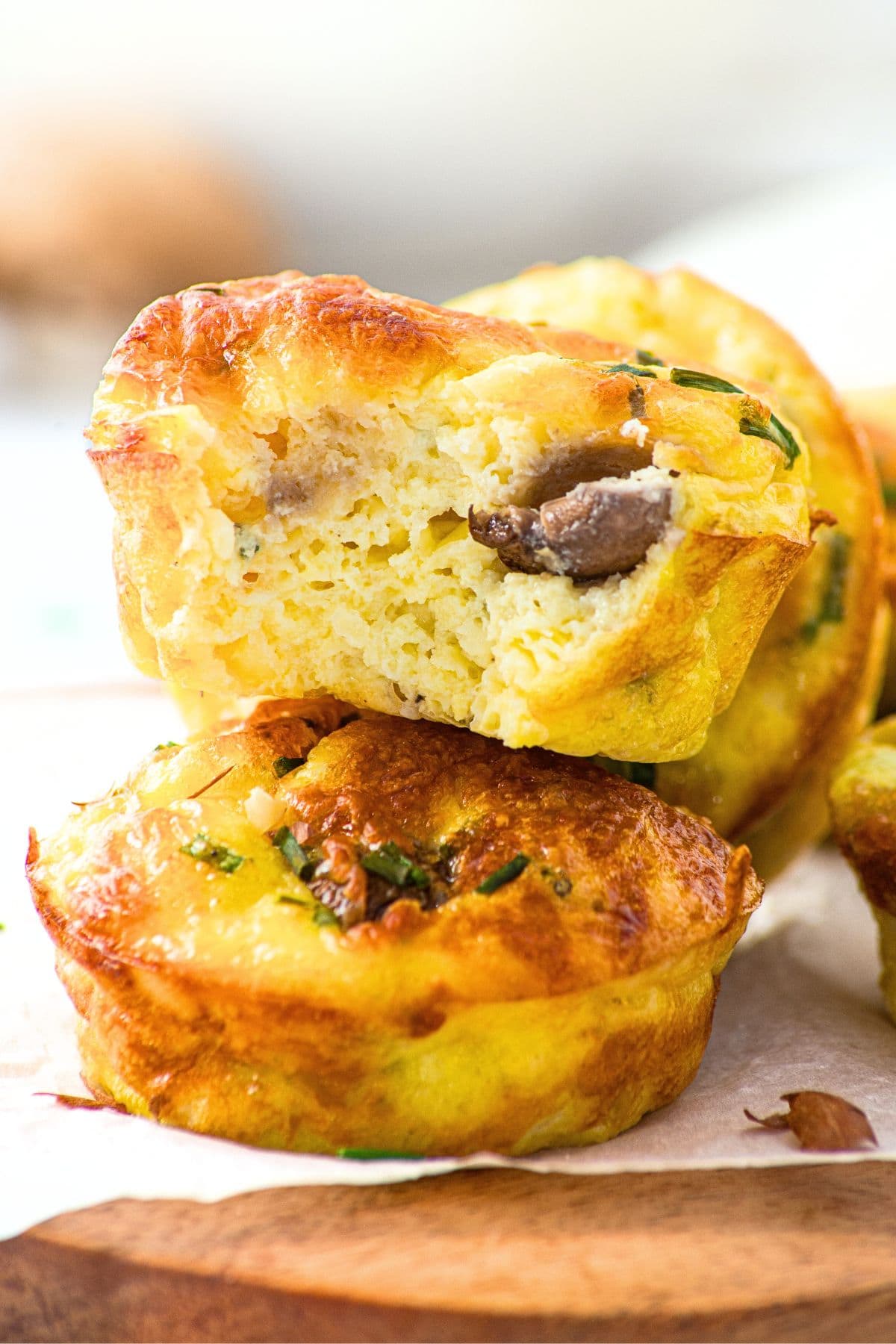 Half-eaten egg and cottage cheese muffins