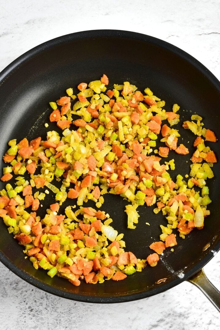 Sautéed veggies in pan