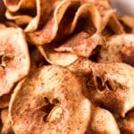 Up close shot of crispy apple chips