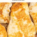 Up close shot of baked gluten free breaded chicken cutlets