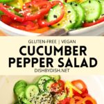 Collage of images of cucumber pepper salad