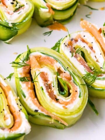 Cucumber Roll Ups with salmon
