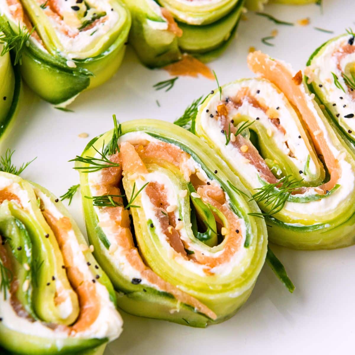 Cucumber Roll Ups with salmon