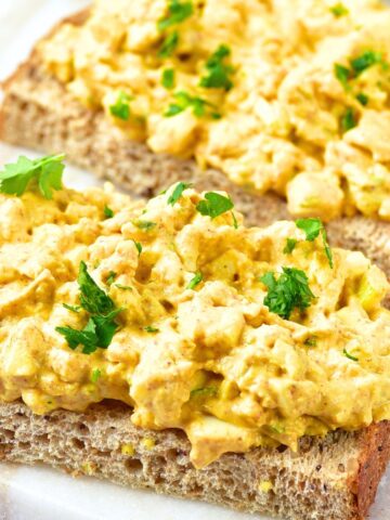 Curried egg salad on bread