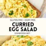 Collage of images of curry egg salad