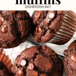 Chocolate muffins cooling on wire rack