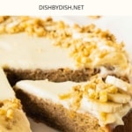 Taking a slice of banana cake from the whole cake.