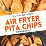 Collage of images of air fried pita chips.