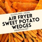 Collage of images of sweet potato wedges.