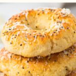 A stack of almond bagels