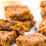 Gluten-free almond flour blondies on parchment paper.