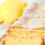 Sliced almond flour lemon bread with lemon glaze