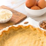 Homemade pie crust with eggs, almonds and almond flour