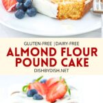 Collage of images of almond flour pound cake