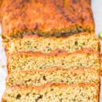 Sliced loaf of almond flour zucchini bread
