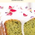 Up close shot of avocado cake.