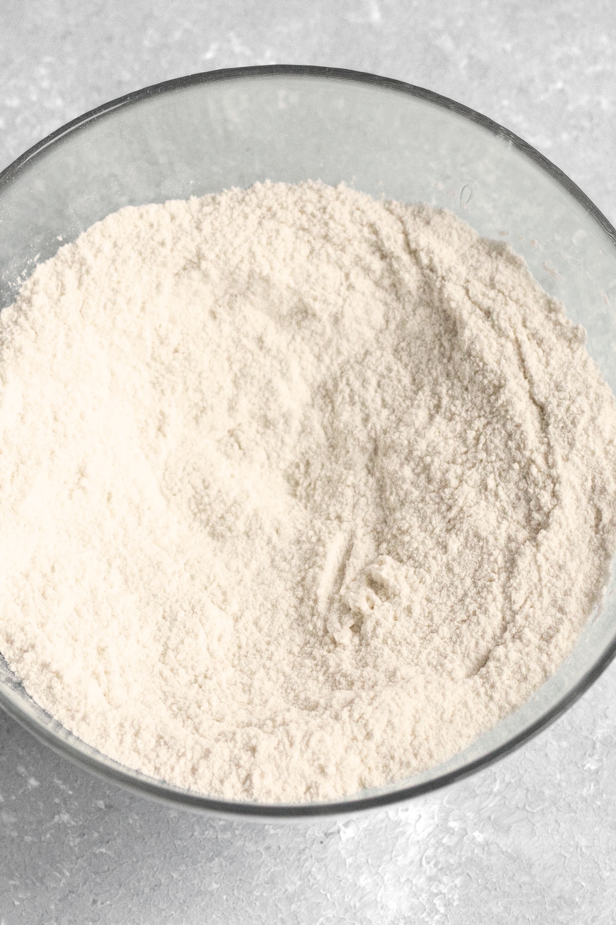 Glazed Avocado Cake (Gluten-Free, Vegan) Flour mixture in glass bowl.