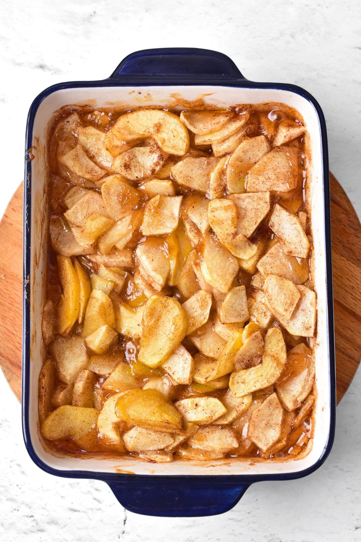 Freshly baked apples in baking dish
