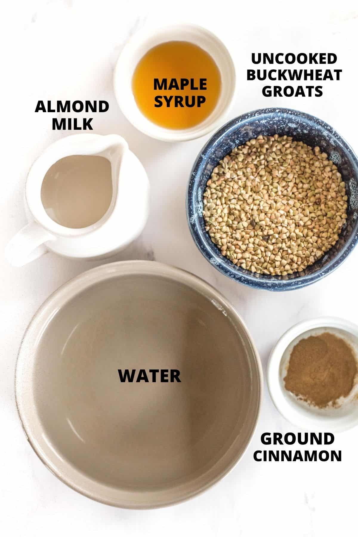 Ingredients to make buckwheat porridge recipe.